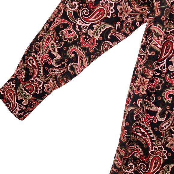 Woman Within Button Up Shirt Medium Brown Paisley Long Sleeve Soft - Picture 8 of 11